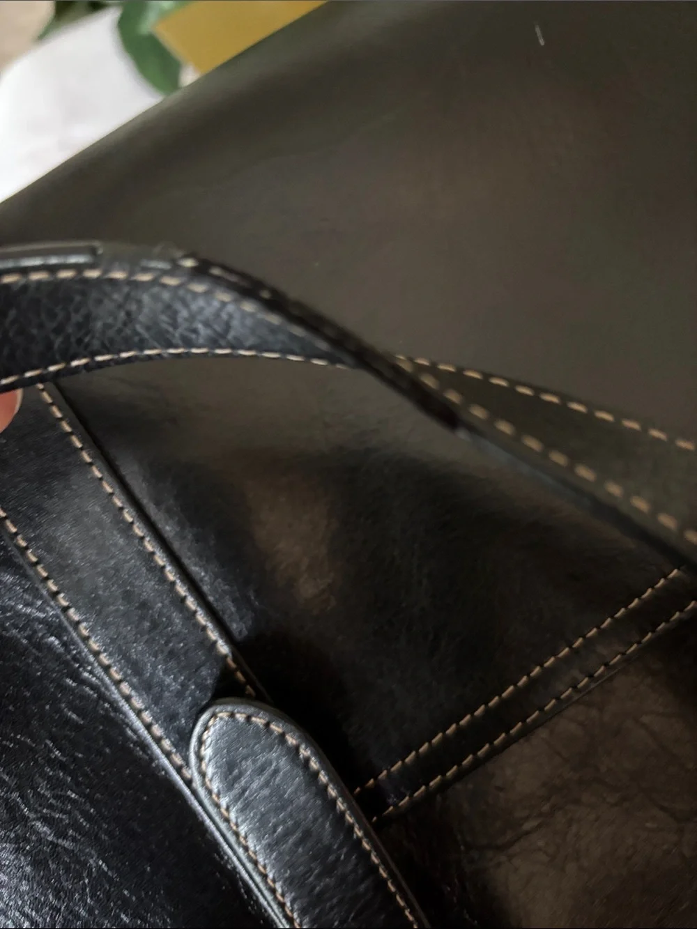 Fossil Vintage Black Leather Work/Laptop Tote Bag